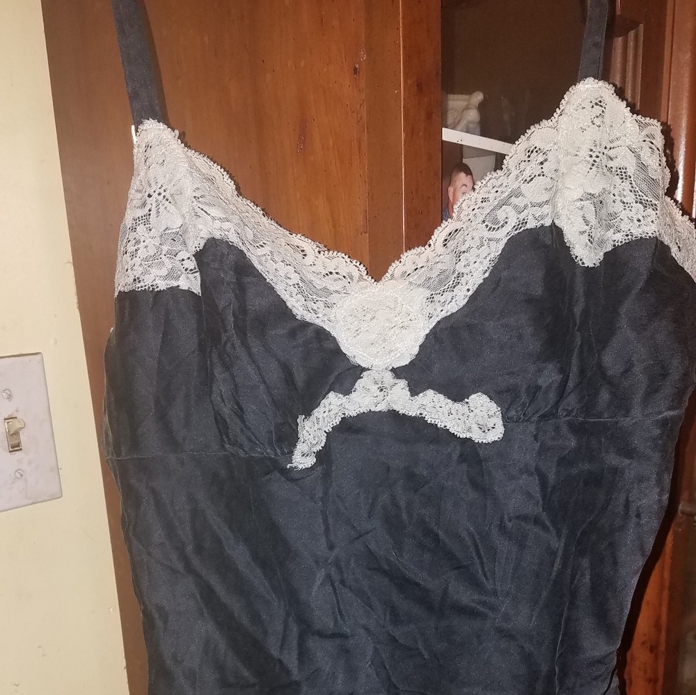 Black with white lace camisole